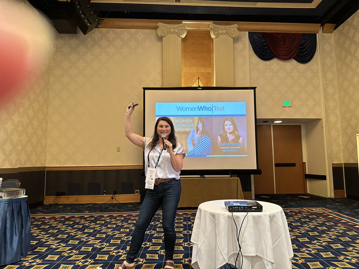 MathurAprajita's tweet image. My favourite part of @TechWell #STARWEST 2023 getting started. @awadesqe kicking it off. 🥰
