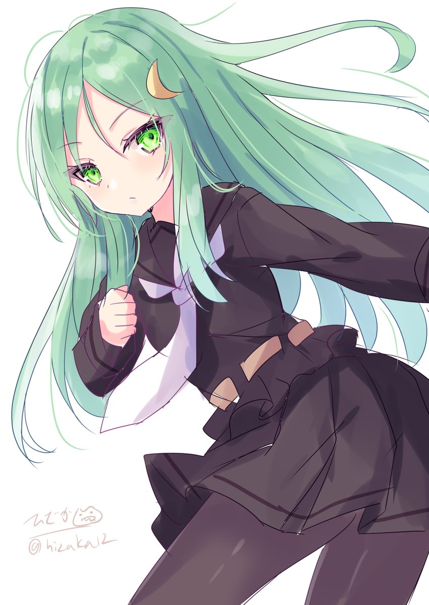 nagatsuki (kancolle) 1girl solo long hair school uniform green eyes pantyhose serafuku  illustration images