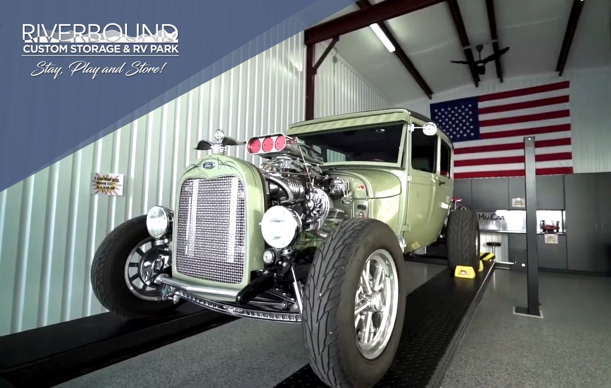 Climate Controlled, Security Cameras, 24 Hour Security and Fully Customized to your specifications. Build your perfect workshop for your Hot Rod today! Visit RiverboundCustomStorage.com to book your VIP tour. #riverboundcustomstorage #hotrod #lakehavasu #rvlife #mancave #sheshed