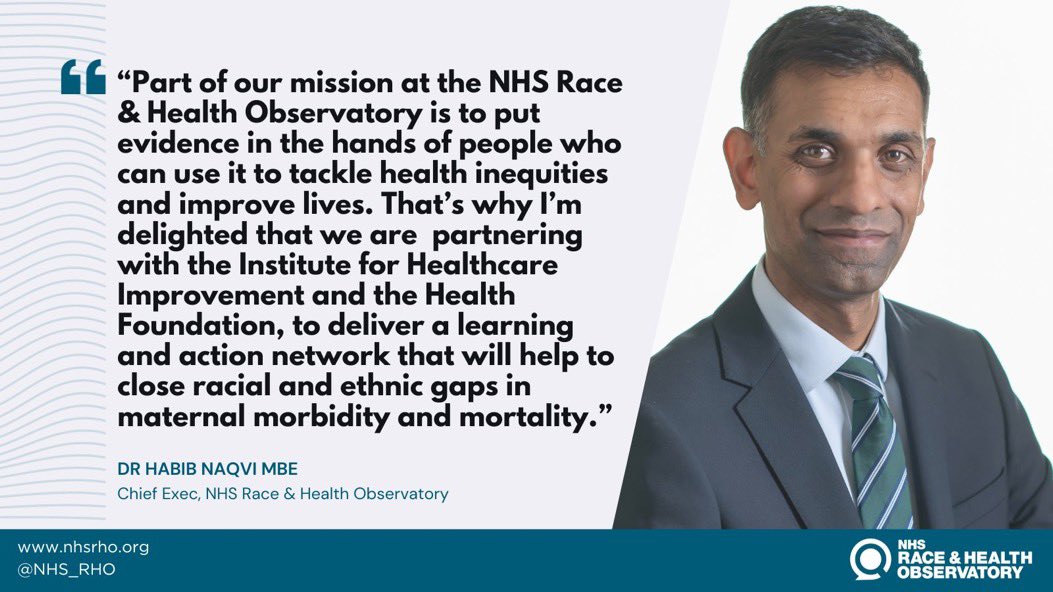 Dr Habib Naqvi MBE (@drhnaqvi) on Twitter photo 13 October - closing date for initial expressions of interest to join the <a href="/NHS_RHO/">NHS Race & Health Observatory</a> <a href="/TheIHI/">Institute for Healthcare Improvement (IHI)</a> <a href="/HealthFdn/">The Health Foundation</a> programme to close racial inequalities in maternal outcomes in your maternity unit/ICS. Learn more here: nhsrho.org/race-health-ob… 13 October - closing date for initial expressions of interest to join the <a href="/NHS_RHO/">NHS Race & Health Observatory</a> <a href="/TheIHI/">Institute for Healthcare Improvement (IHI)</a> <a href="/HealthFdn/">The Health Foundation</a> programme to close racial inequalities in maternal outcomes in your maternity unit/ICS. Learn more here: nhsrho.org/race-health-ob…