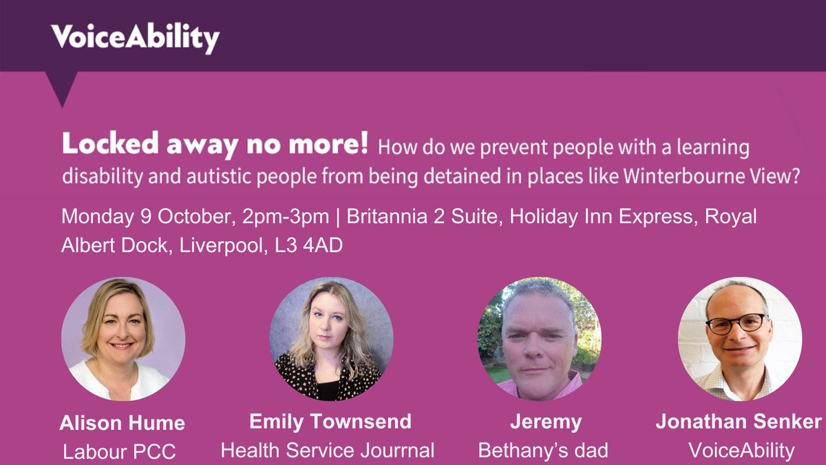 How do we prevent people with a learning disability and autistic people being locked up in our psychiatric hospitals? 

That's the question a panel chaired by <a href="/emilyltownsend/">Emily Townsend</a> will be addressing at our <a href="/UKLabour/">The Labour Party</a> conference event in Liverpool on Monday, 2pm. Please join if you can