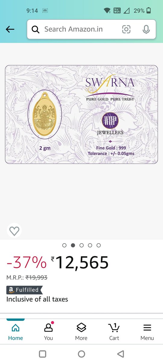 virtual_RB's tweet photo. Is this a joke to keep the price of  2 GM's gold at 19,993 @amazon and again there is a discount of 37%.  
#fakeoffers
#Fakedisount https://t.co/niJX9cEKrJ