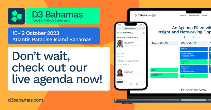 D3 Bahamas agenda is LIVE! 🎉 Packed with sessions on the latest #crypto, #DeFi, #NFT trends, regulations, innovations & growth opportunities! Check out now: fnvr.se/D3-agenda Get the best ticket + stay deal: fnvr.se/D3-ticketing @finoverse_