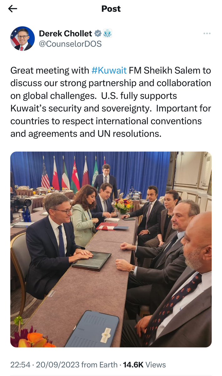 دولة الكويت تقدر الموقف التضامني من صديقها وحليفها الاستراتيجي، الولايات المتحدة الأمريكية. 

#Kuwait #USA #Allies 
🇰🇼🇺🇸