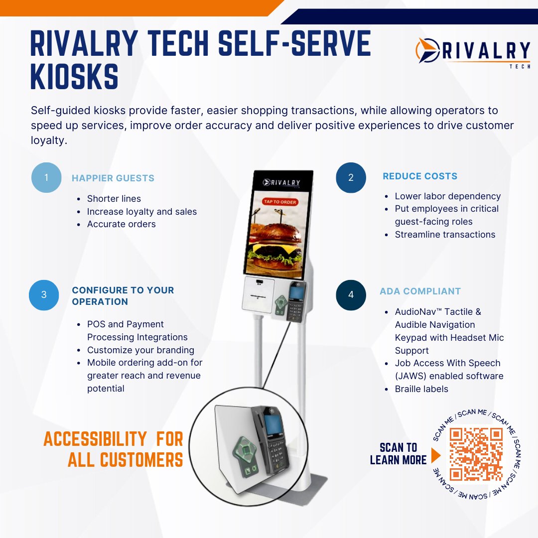 Our commitment to inclusivity and accessibility has driven the development of our state-of-the-art ADA compliant kiosks, ensuring that individuals with disabilities can enjoy the same convenience and benefits of self-service technology as everyone else.

Learn more here-  ...
