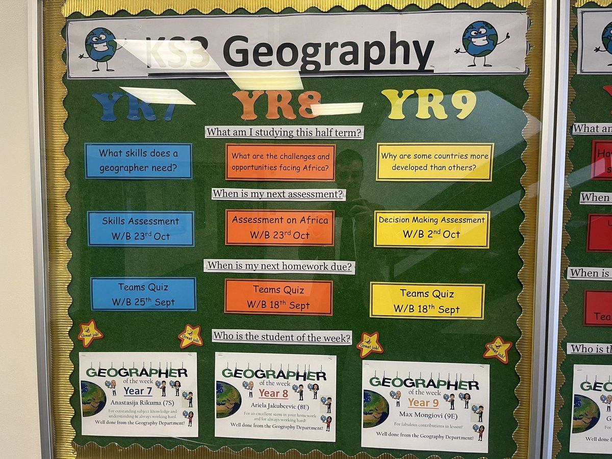 AldersleyGeog's tweet photo. A big shoutout to our Geographers of the week! As we head towards the end of the first half-term, please ensure you’re aware of when your exams are!🌎⭐️ https://t.co/DfPUtPNZom