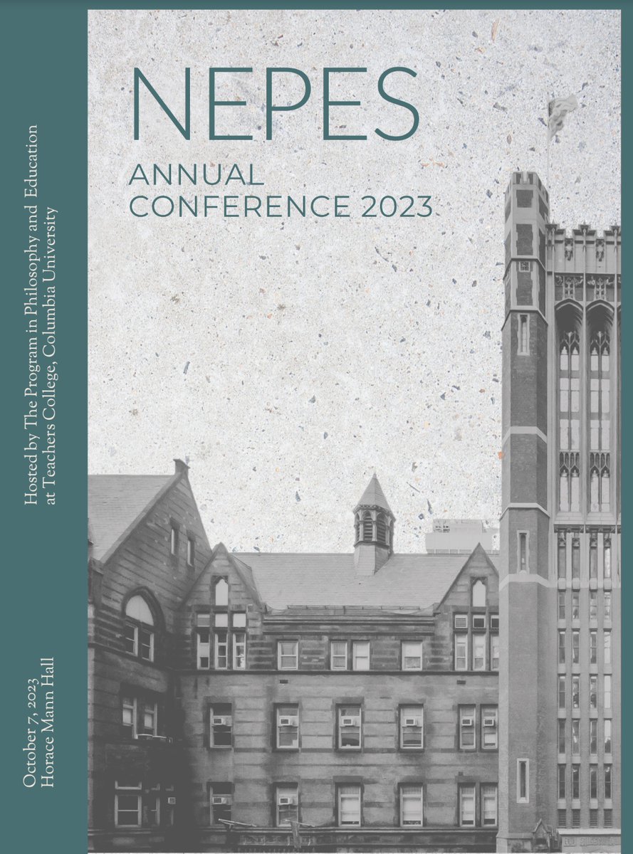 REMINDER: Tomorrow, October 7 — join the program in Philosophy and Education for the NEPES Annual Conference <a href="/NorthEasternPES/">NEPES</a>.

Location: Horace Mann Hall

RSVP: nepes.co/2023-program