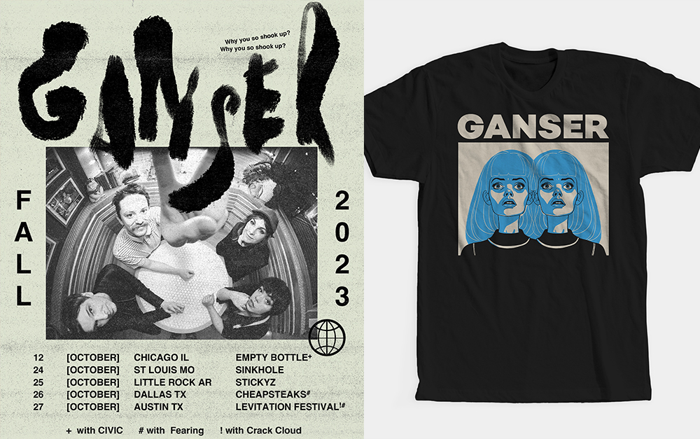 Tour dates! New Shirt! For @Bandcamp day, we have a new shirt. Pre-order the new doppelgänger shirt and check out our October tour dates. Our Nothing You Do Matters EP is a year old! We put the very last copies up, get one before they're gone forever. ganser.bandcamp.com