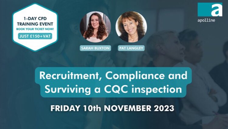 Book your space now on Apolline and Buxton Coates Solicitors Compliance and HR Event on Recruitment, Compliance and Surviving a CQC Inspection!

Click the link below.

eventbrite.co.uk/e/recruitment-…

#Apolline #BuxtonCoates #DentalSpecialist #Recruitment #DentalCompliance #CQCInspection