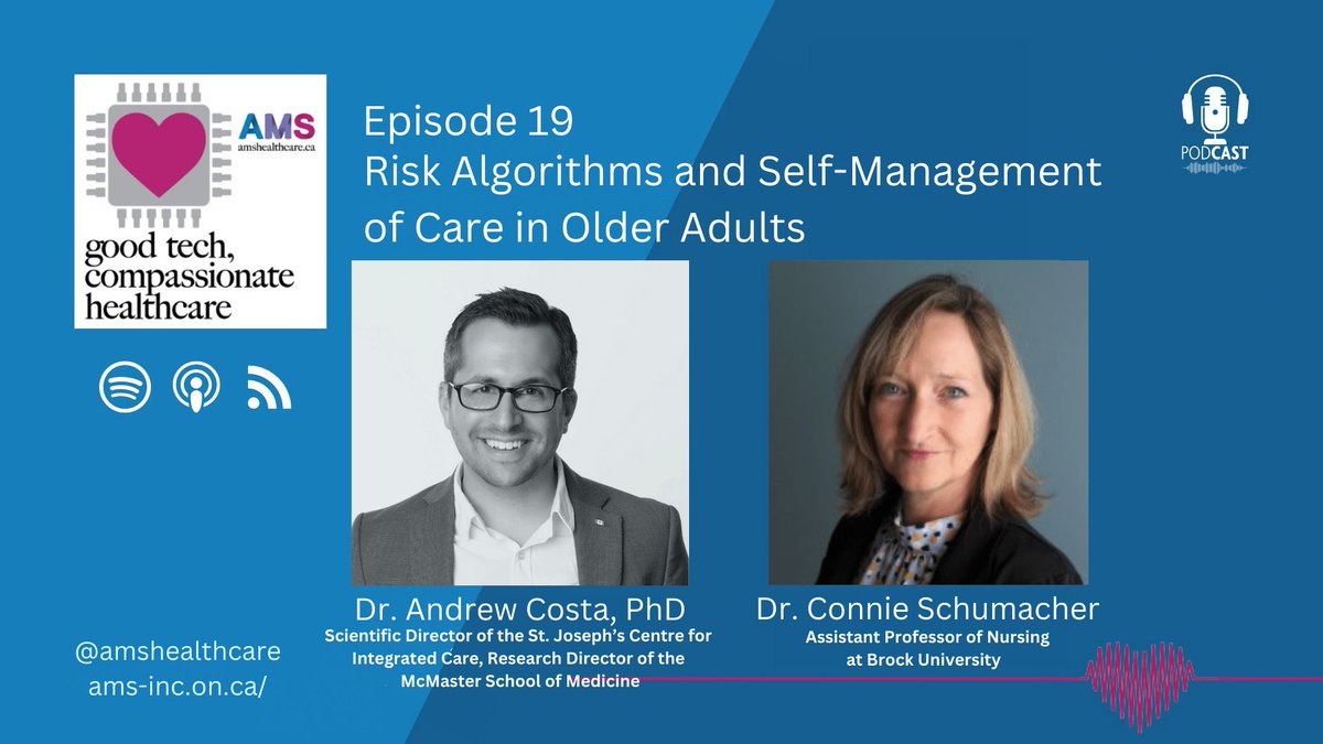 AMS Healthcare (@amshealthcare) on Twitter photo In case you missed our summer episode, tune into AMS Fellow @SchumacherCo & <a href="/Andrew_P_Costa/">Andrew Costa</a> discussing her research on compassion centered communication of risk & self administered online health assessments.
🎧 Listen here: buff.ly/3PE0kTr
<a href="/StJoesCIC/">St. Joe's Centre for Integrated Care</a> <a href="/yourcareplus/">YourCare+</a> In case you missed our summer episode, tune into AMS Fellow @SchumacherCo & <a href="/Andrew_P_Costa/">Andrew Costa</a> discussing her research on compassion centered communication of risk & self administered online health assessments.
🎧 Listen here: buff.ly/3PE0kTr
<a href="/StJoesCIC/">St. Joe's Centre for Integrated Care</a> <a href="/yourcareplus/">YourCare+</a>