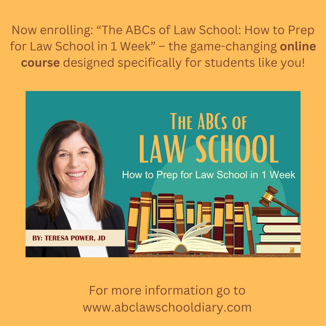 ABCsofLawSchool's tweet image. Unlock Your Law School Success in Just 1 Week with our online course.  Get ahead of the curve and learn tips and tricks to survive your 1L.  

ow.ly/9QyC50PTIfp

#Il #1Lprep #lawschoolprep #firstyearlawstudent #firstyearlaw #1Lguides #lawschool