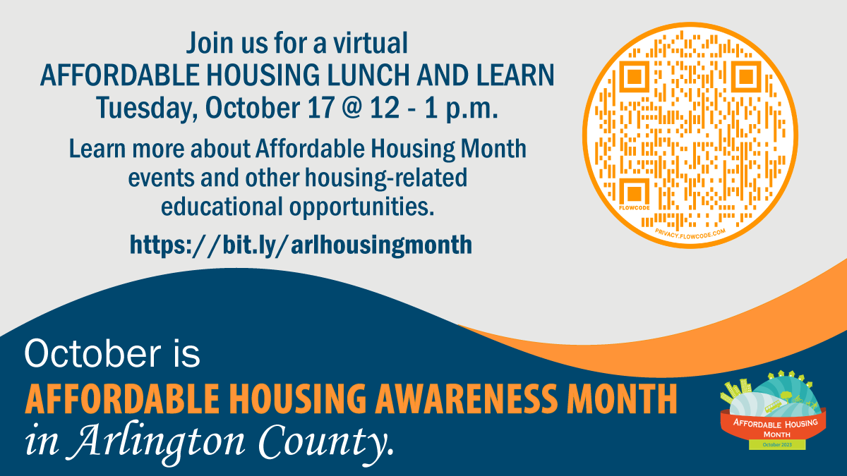 planArlingtonVA's tweet photo. Join us for a virtual Affordable Housing Lunch &amp; Learn on 10/17.  Topics include: the FY 2023 Affordable Housing Master Plan (AHMP) Annual Report &amp; new interactive AHMP dashboard &amp; the Committed Affordable Housing (CAF) Resident Survey Report. Learn more: https://t.co/LrgdMPgwv4 https://t.co/6QEuieQYmv