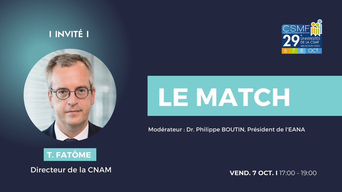 CSMF_officiel's tweet photo. Avec un peu de retard (nombreux échanges avec la salle), nous poursuivons notre programme.  

⚽️ Après l'échec des négociations conventionnelles en février dernier et un règlement arbitral a minima, nous refaisons le match avec @ThomasFatome, le DG de l’@Assur_Maladie. #UECSMF23 https://t.co/4yC7JNB57r