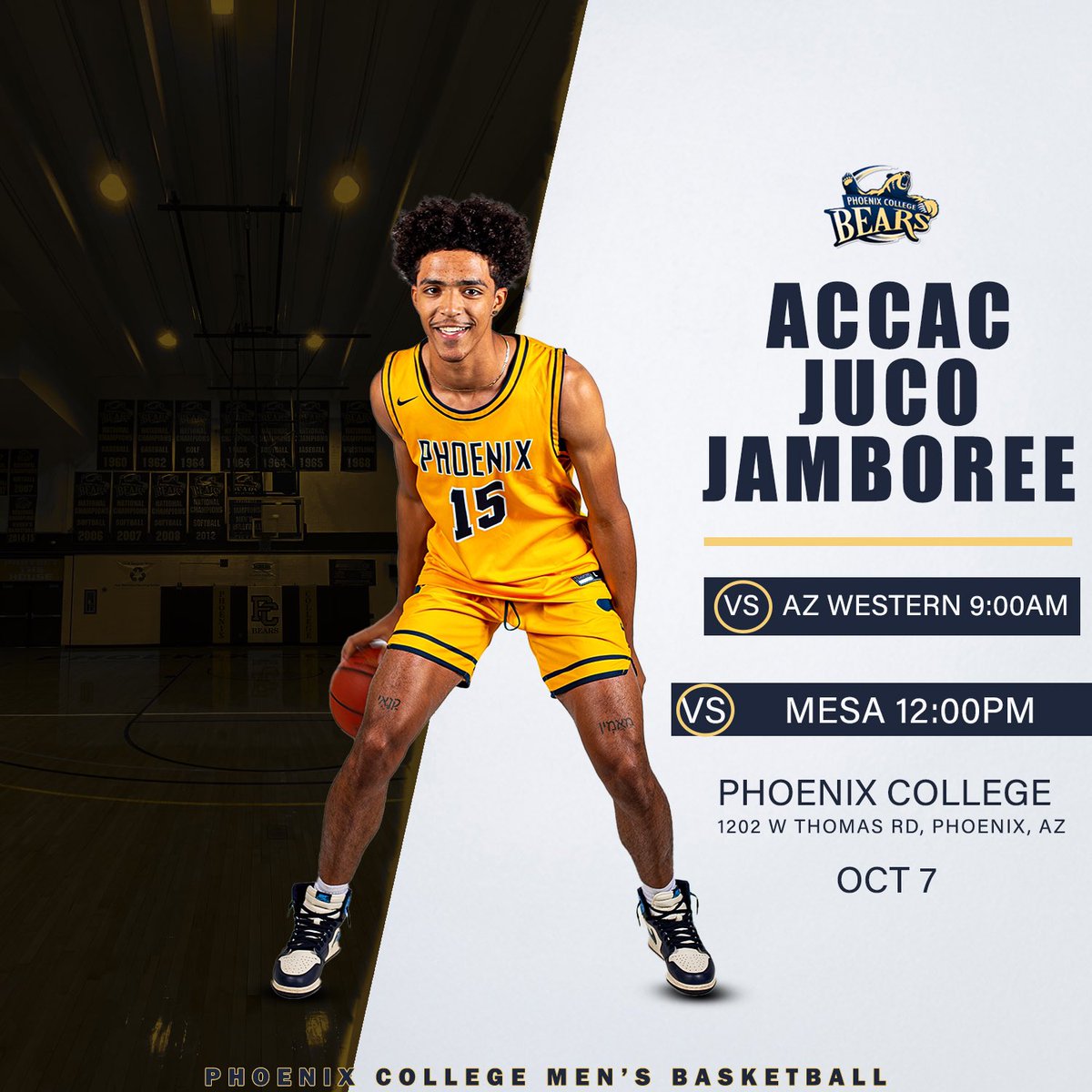 Come support us tomorrow in the <a href="/accac_sports/">ACCAC Sports</a> juco jamboree 

📍 Phoenix College