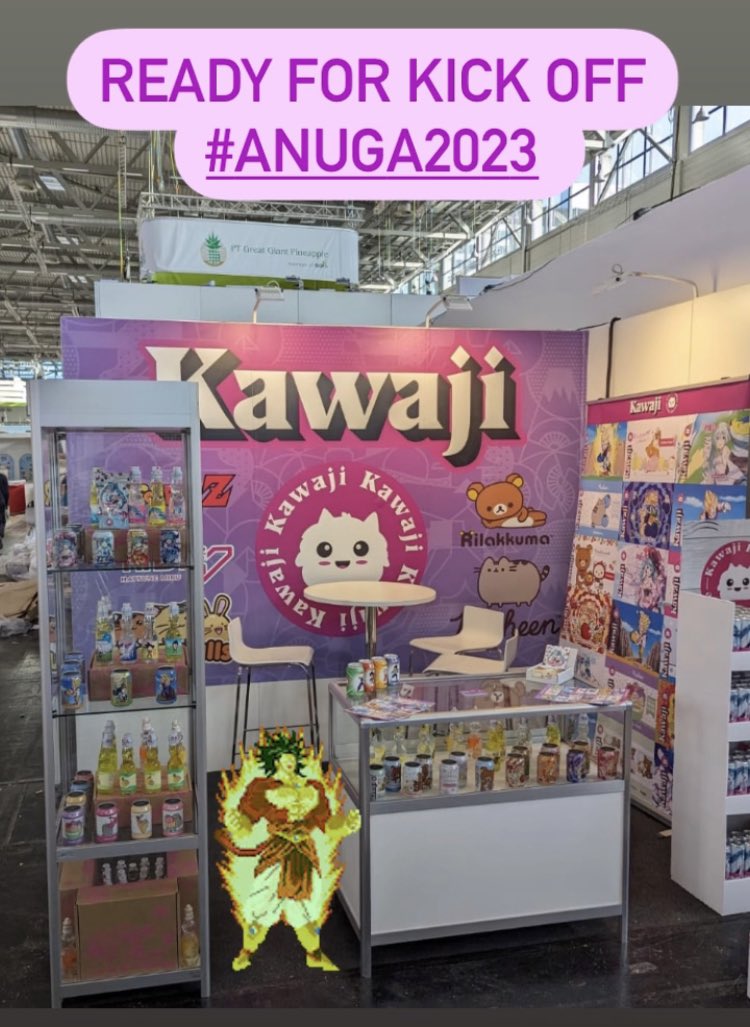 Ready to RUMBLE! 
❤️ 🥤 💥 
#anuga2023 #Kawaji #DBZ #HatsuneMiku #Fuzzballs #Rilakkuma #Pusheen