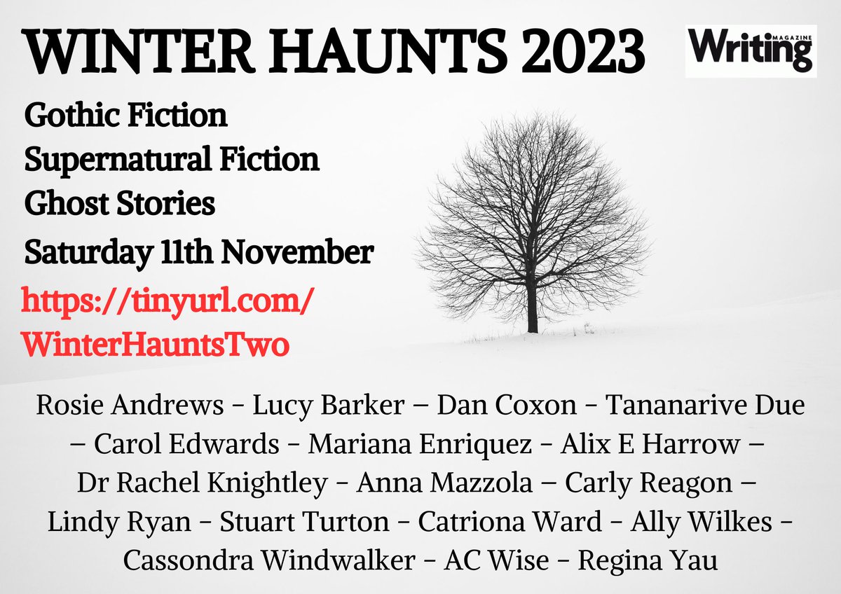 Five weeks to go - kick off the winter season in spooky style with this awesome line-up of talent at WINTER HAUNTS 2023! eventbrite.co.uk/e/winter-haunt… #gothic #gothicfiction #ghosts #ghoststory #ghoststories #writing #workshop #workshops #interview #interviews #authors
