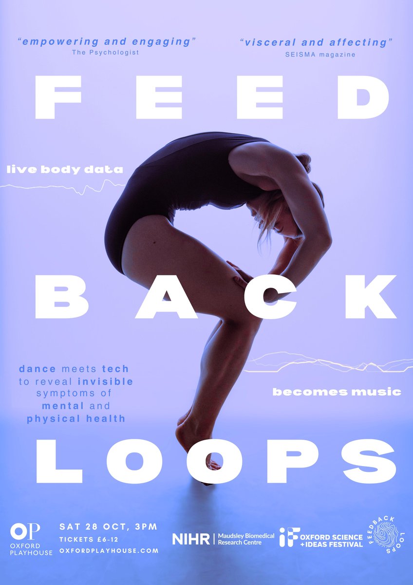 Music generated from body data?! We're bringing new insights into what experiences of #mentalhealth and #physicalhealth conditions feel like through a unique #dance performance @OxfordPlayhouse @Oxford_IF Come join us for an unforgettable afternoon and get involved in the Q&A✨