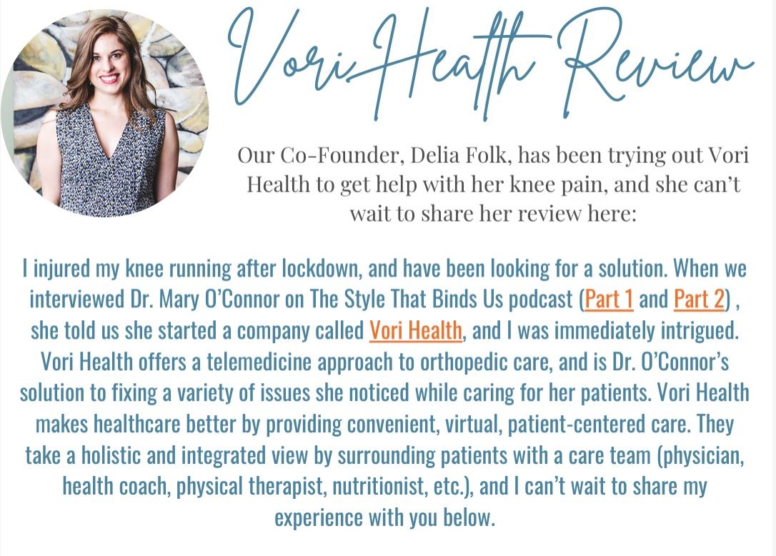 Vori Health (@vorihealth) on Twitter photo When Delia Folk, co-founder of <a href="/tstbu/">thestylethatbindsus</a>, interviewed Mary O’ Connor on her podcast, she was immediately intrigued by Vori Health. Delia was suffering from knee pain and decided to meet with a Vori Health doctor-led virtual care team. Here is a Delia's review buff.ly/3PMrcRB When Delia Folk, co-founder of <a href="/tstbu/">thestylethatbindsus</a>, interviewed Mary O’ Connor on her podcast, she was immediately intrigued by Vori Health. Delia was suffering from knee pain and decided to meet with a Vori Health doctor-led virtual care team. Here is a Delia's review buff.ly/3PMrcRB