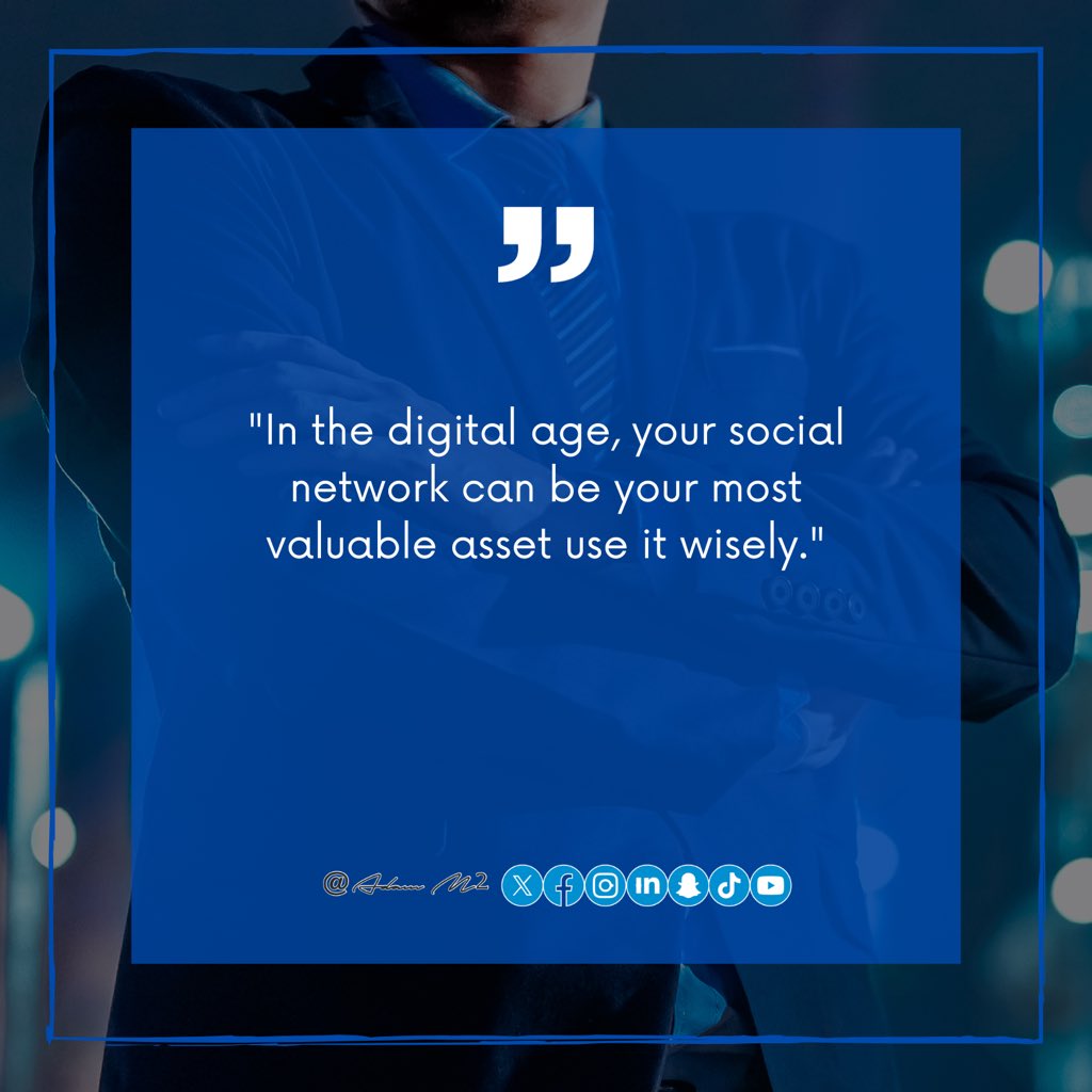 'In the digital age, your social network can be your most valuable asset. 🌐✨ #DigitalAge #SocialNetwork #Wisdom #Networking #Connections #DigitalWisdom #OnlinePresence #ValueYourNetwork'