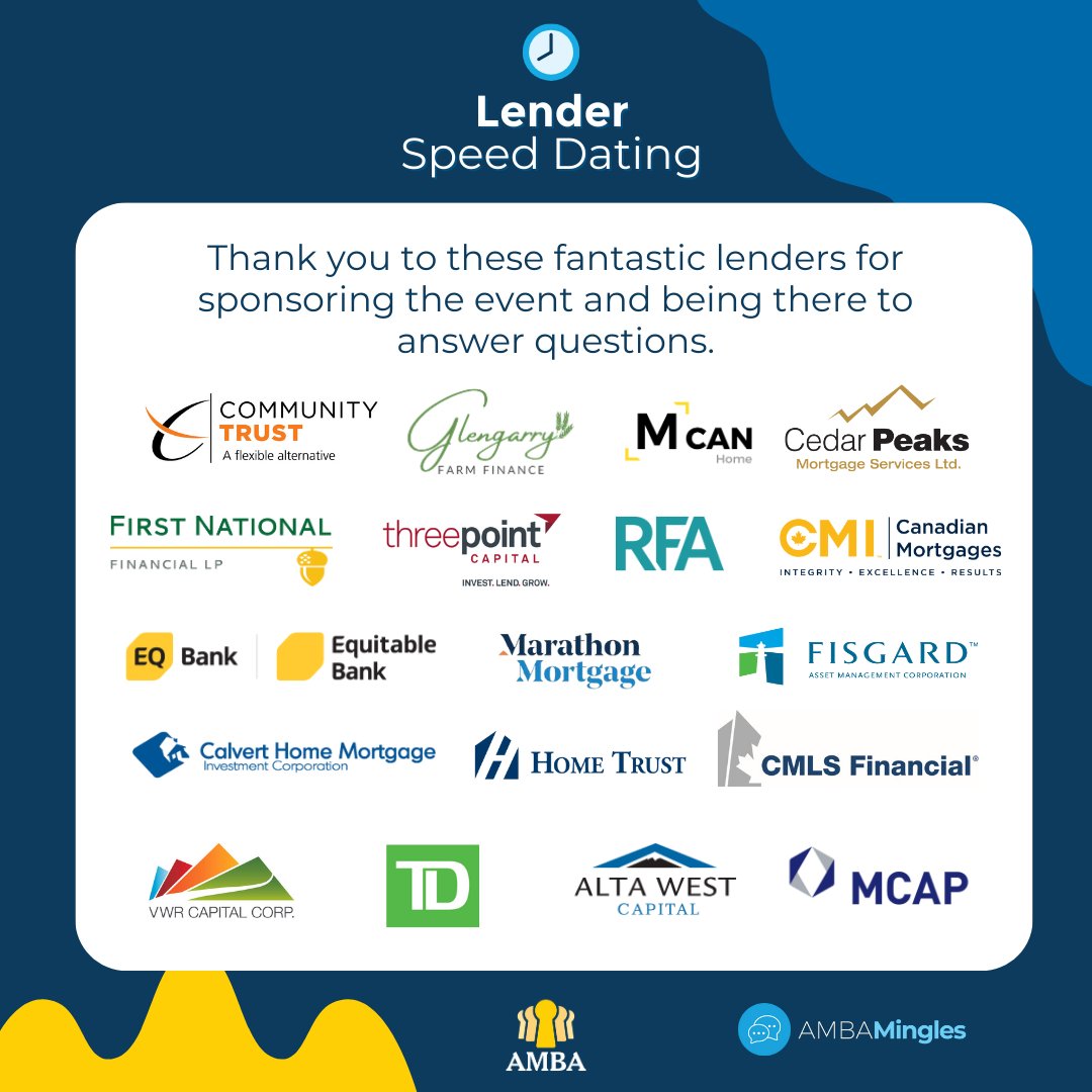 What a great afternoon!  We want to thank our awesome sponsors for supporting Lender Speed Dating. 
(We spotted many successful matches 🥰😍)
#AMBAMingles #AlbertaMortgageBrokers