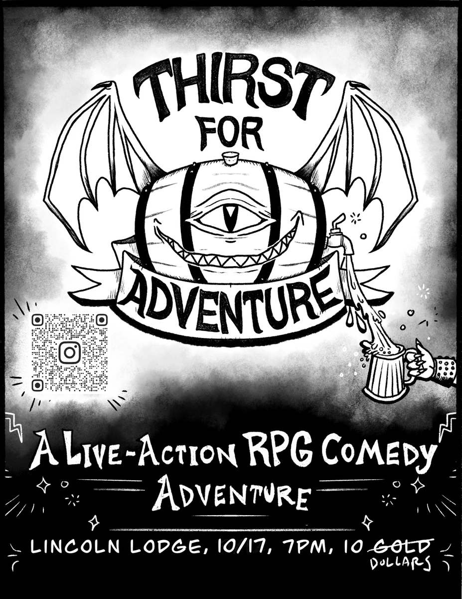 Greetings, adventurers! Return to the Wishing Well Tavern with THIRST FOR ADVENTURE <a href="/thelincolnlodge/">The Lincoln Lodge</a> for our next 𝚟𝚎𝚛𝚢 𝚜𝚙𝚘𝚘𝚔𝚢 D&amp;D session 10/17 at 7pm! 
💀🎃🎲 
Get your tickets now - our last show sold out! ɪᴛ ᴄᴀᴜɢʜᴛ ᴏɴ ɪɴ ᴀ ꜰʟᴀꜱʜ... eventbrite.com/e/706263020707