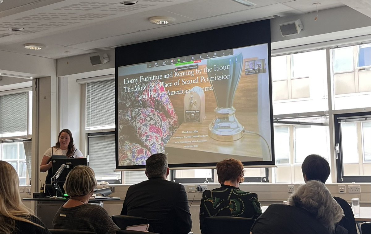 WarwickFilmTV's tweet photo. Congratulations to all the organisers of the Sex in Contemporary Media conference on their third and final day. There was a panel of Warwick academics this afternoon presenting on ‘Horniness and Sexual Affects’ including Matt Denny, Julie Lobalzo-Wright and Danielle Rae Childs. https://t.co/xy1eM9ahid
