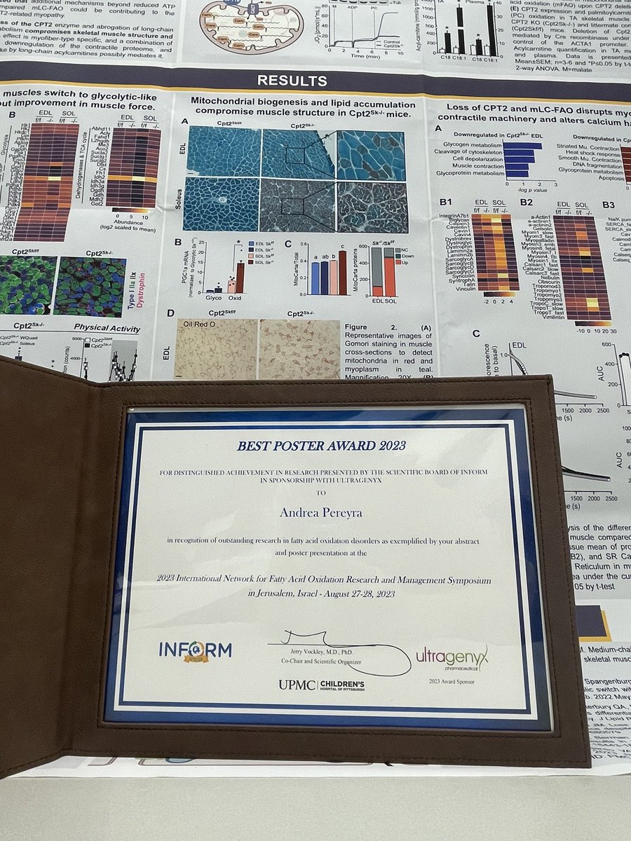 Thank you INFORM, Ultragenyx and UPMC for this recognition but more importantly for welcoming me into this amazing community of FAOD investigators, patients and advocates. <a href="/ultragenyx/">Ultragenyx</a> <a href="/ChildrensPgh/">UPMC Children's Hospital of Pittsburgh</a> <a href="/ECUBrodySOM/">ECU Brody School of Medicine</a> <a href="/EllisFALab/">Jessica Ellis</a> #FAOD #RareDiseases #CPT2