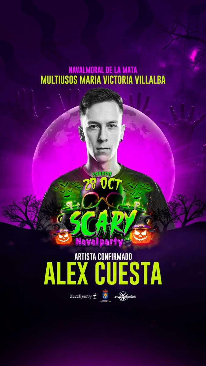 navalparty's tweet photo. ✅ TERCER ARTISTA CONFIRMADO

🔥 @alexcuestadj 🔥

📍 Directo desde Casatejada.
 
No nos podía faltar su Dj local  💿🎶

😈 SCARY PARTY 😈

#SePutoLia https://t.co/LGeUazaS2t