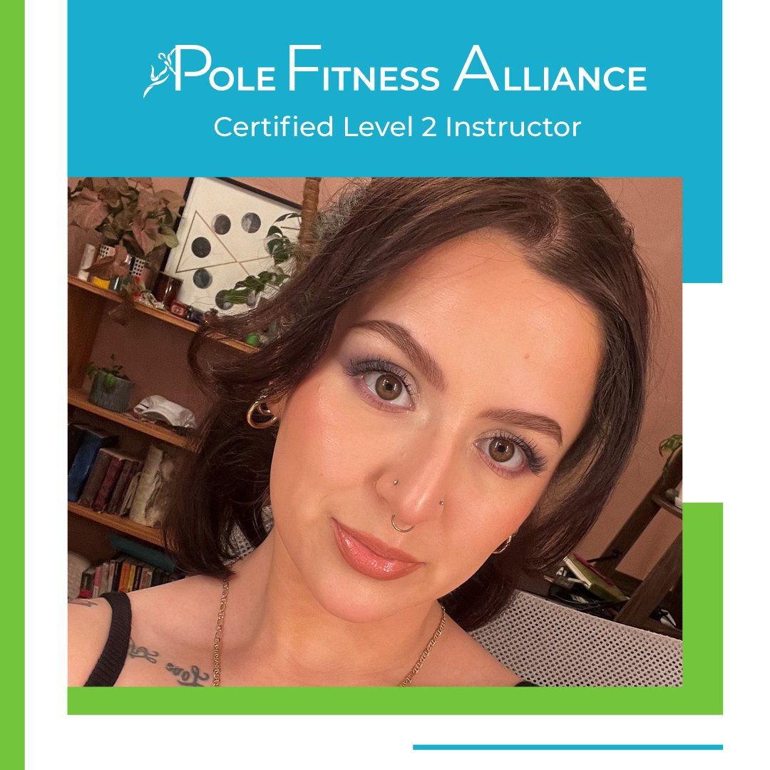 PFAPole's tweet photo. Please join us in congratulating Mariana from Tucson, Arizona who finished both the PFA Level 1 and Level 2 Certification and is now Certified and Approved to teach intermediate classes!  😊⁠ 🎆✨👏⁠ https://t.co/i4CFhG0J2d