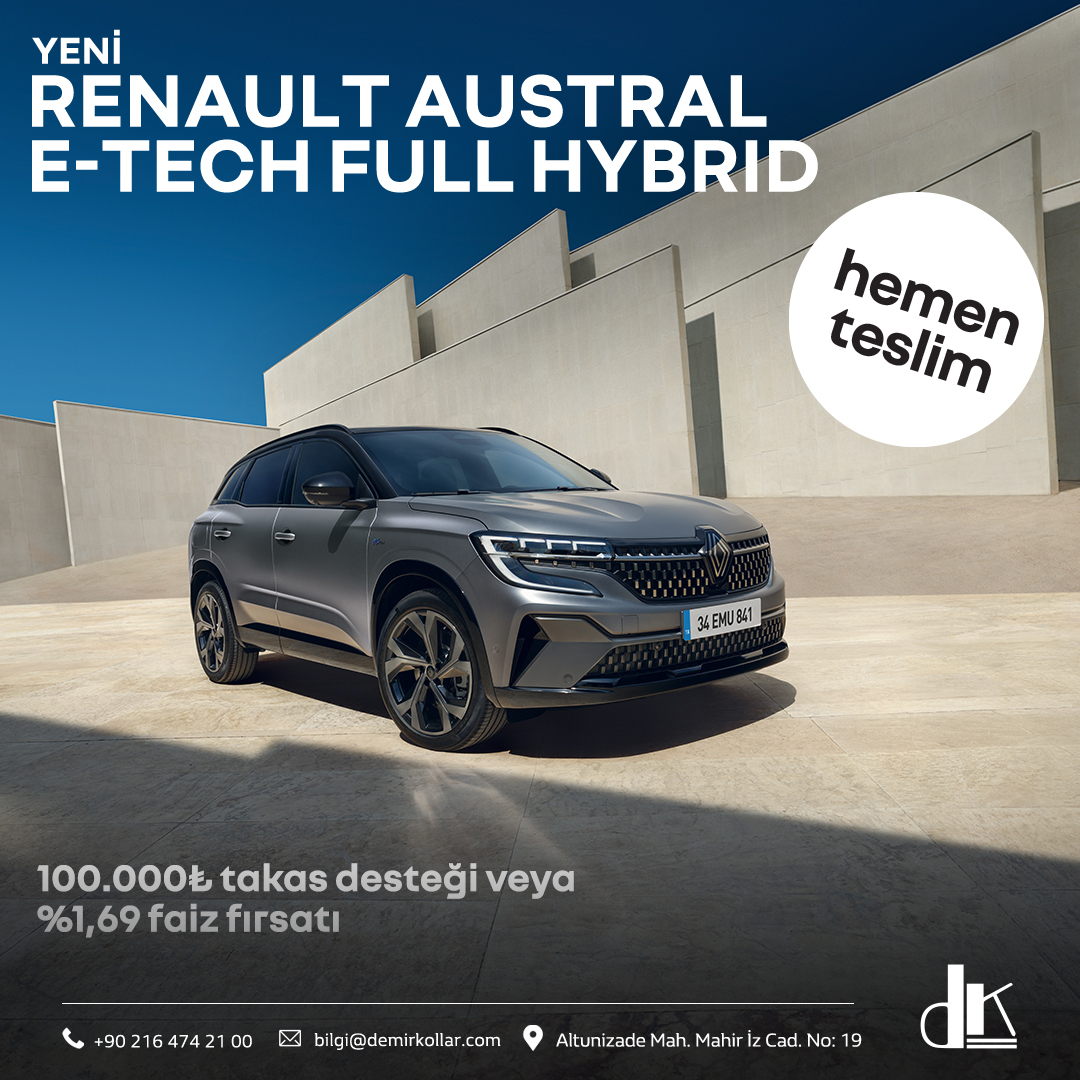 RenaultDemirkol's tweet photo. Yeni Renault Austral E-Tech Full Hybrid
100.000TL takas desteği veya 1,69 faiz fırsatı
#demirkollar #demirkollaryetkiliservis #kampanya #fırsat #renault #scooter #araç #araba #otomobil #otomotiv #satış #sigorta #aksesuar #HerTürlü #Captur #hertürlü #kendiniyansıt #clio #master https://t.co/kMocvqcCvz