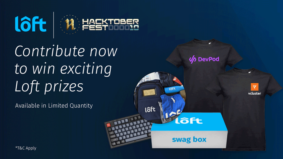 🚀 Dive into the world of open source with #Hacktoberfest2023! 🌟 This year, we're thrilled to announce that Loft is also joining the celebration! 🎉 Contribute to our open source projects, @vCluster & @devpod_sh, and for every merged PR, win exclusive prizes. 🏆