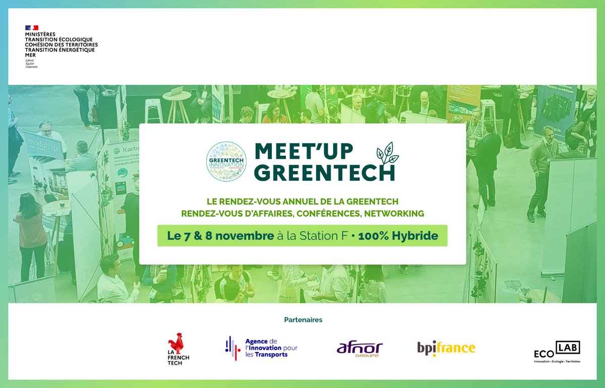 ThomasCOTTINET's tweet photo. 📣Start-up, PME, groupes, collectivités territoriales, chercheurs, administrations, investisseurs #innovent pour la #transitionécologique❗️
🌱Pour les rencontrer, assister aux conférences, pitchs et rdv d'affaires
👉inscription #gratuite #MeetUpGreentech : https://t.co/0XVPdMvxI2 https://t.co/zg58jxtQs0