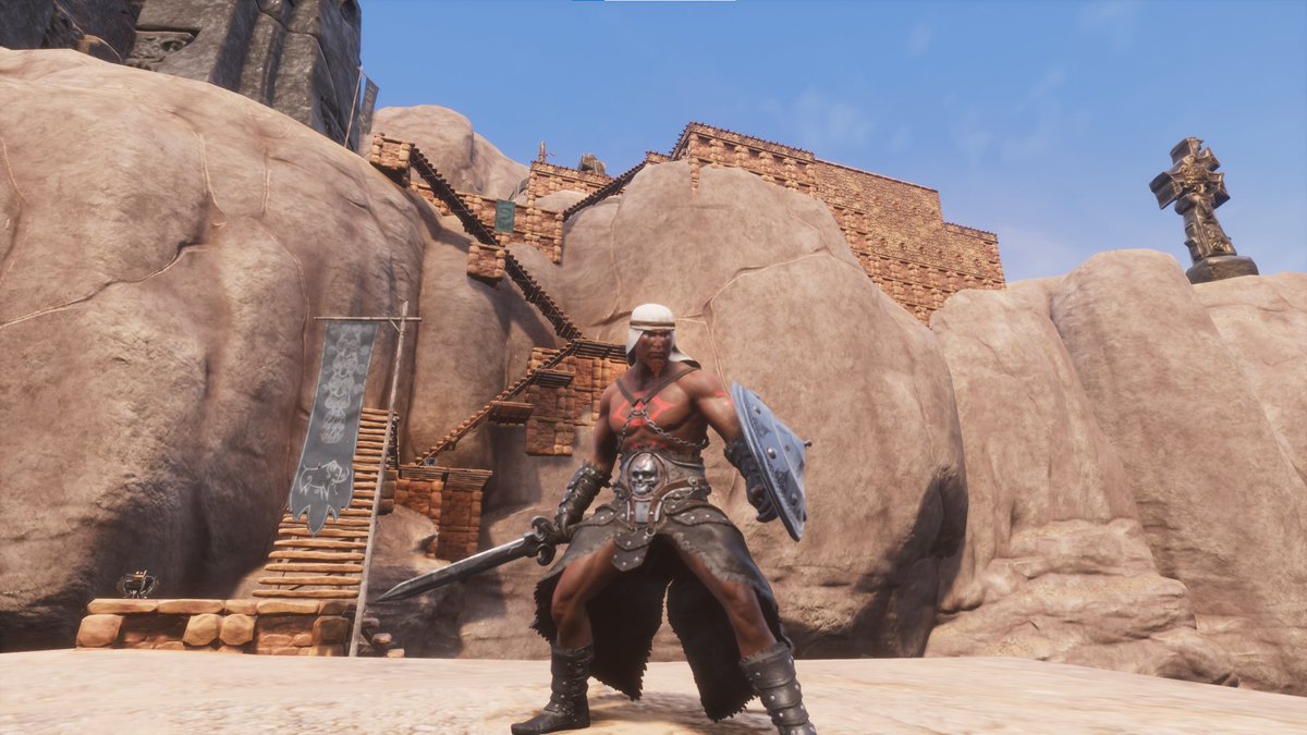 KnowlieKanole's tweet image. Keeping it simple? 
We&apos;re 1 week into @ConanExiles and I think we spent to much time adventuring not enough time home our house is dusty!
Don&apos;t Mind Lian he&apos;s the Strong Silent Type.
Joys of cliff building - No Neighbors
#AgeofWar and #FuncomCreators
Yes that&apos;s a dancer! shh
