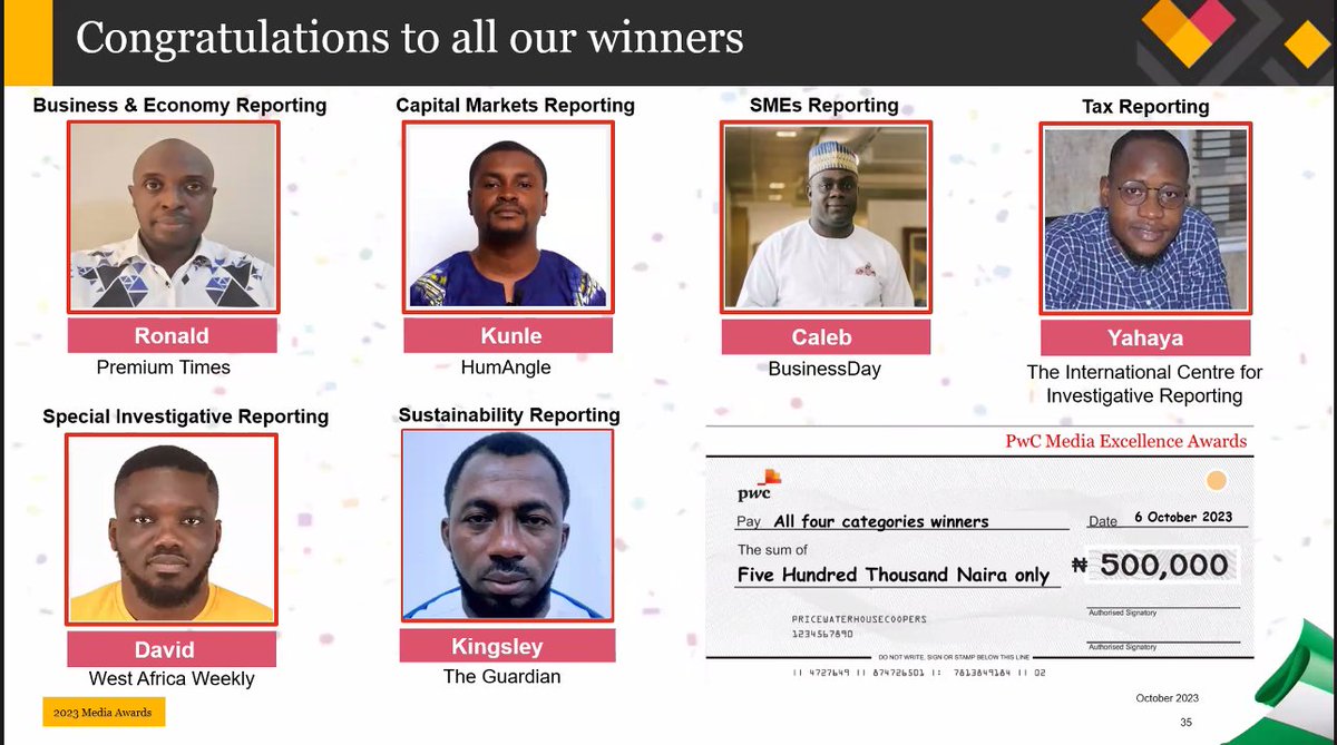 David Hundeyin (@davidhundeyin) on Twitter photo Proud and honoured tonight to win the inaugural Special Investigative Reporting award at the <a href="/PwC_Nigeria/">PwC Nigeria</a> Media Excellence Awards.
My winning story was titled "What In The World Is Happening In Nigeria's Aviation Sector?"
I hope to do more going forward. Proud and honoured tonight to win the inaugural Special Investigative Reporting award at the <a href="/PwC_Nigeria/">PwC Nigeria</a> Media Excellence Awards.
My winning story was titled "What In The World Is Happening In Nigeria's Aviation Sector?"
I hope to do more going forward.