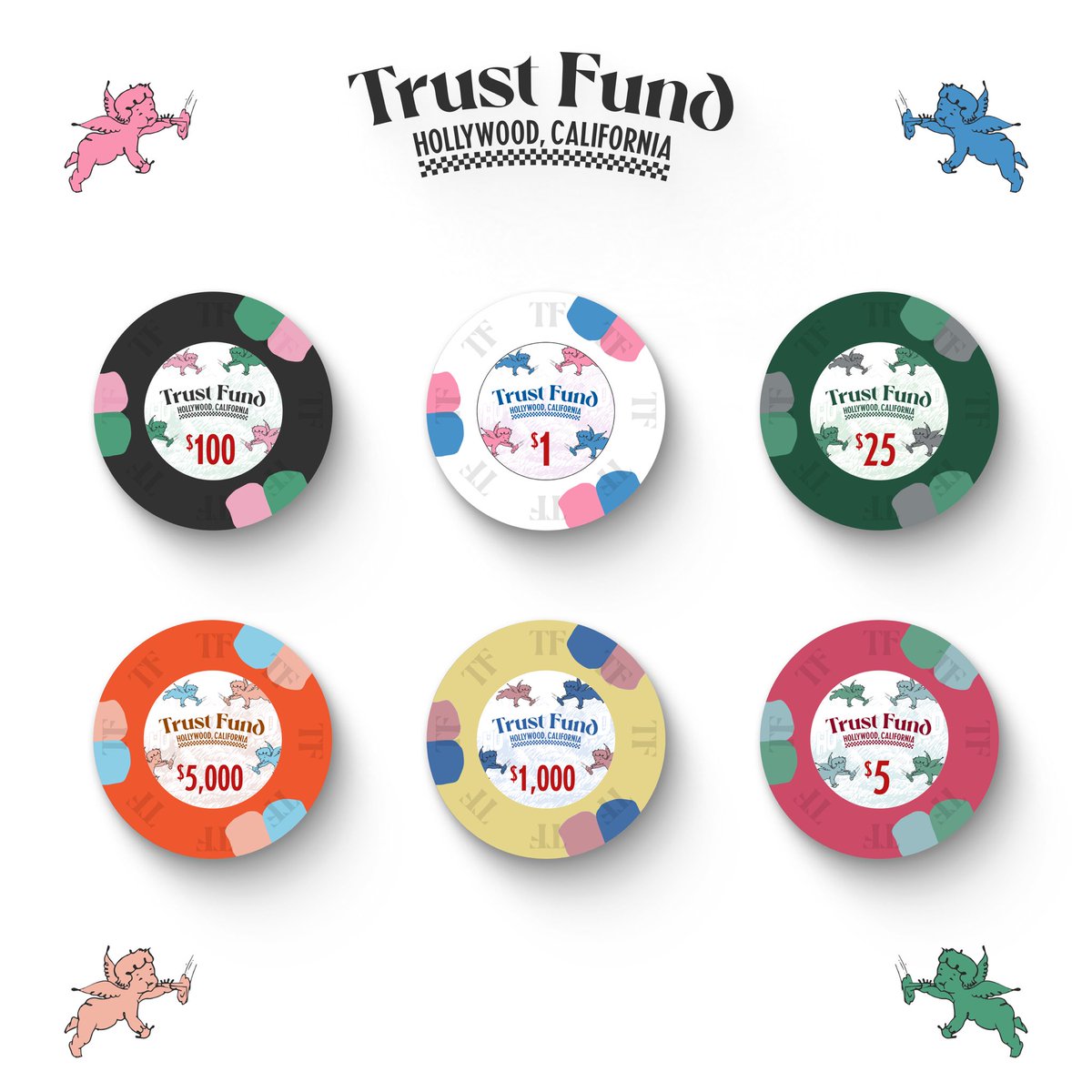Josh Franko (@joshfrank0) on Twitter photo Outside of the regular medium on these. Poker chip designs for <a href="/trustfundvc/">Trust Fund</a>
We shot for a retro Vegas feel with sprinkles of Hollywood.
The $100 chip isn’t pictured but that’s because purple is the worst color. Outside of the regular medium on these. Poker chip designs for <a href="/trustfundvc/">Trust Fund</a>
We shot for a retro Vegas feel with sprinkles of Hollywood.
The $100 chip isn’t pictured but that’s because purple is the worst color.