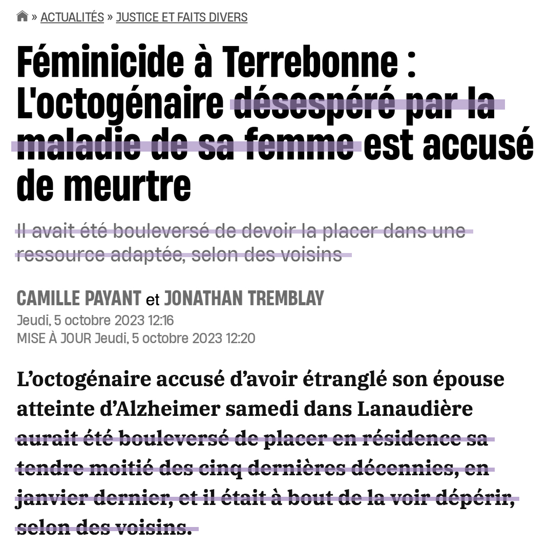 Inacceptable ! les médias doivent faire mieux, ils le doivent pour la vraie victime, cette femme de 79 ans. #féminicide #pasunedeplus