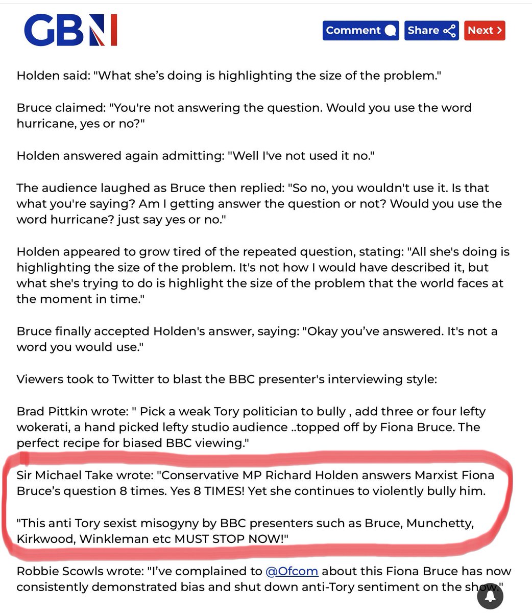 So delighted that prestigious news organisation @GBNEWS has quoted me in one of their news reports. The bullying by Fiona Bruce was totally uncalled for! I’m rather hoping after this, GB News might offer me my own show…😊🇬🇧