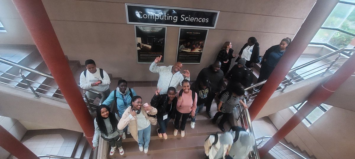 DBE_SA's tweet photo. This afternoon, as part of the activities at the #SAGirlsCanCode bootcamp in Gqeberha, the girls visited @MandelaUni's Computing Science department at the invitation of Professor Jean Greyling, who heads the department.
#DBE_CodingAndRobotics https://t.co/Zs9E6fZEEB