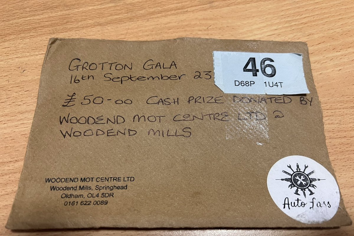 WoodendMOT's tweet photo. Well done to Karen Nadin who collected her prize today that she won at Grotton Gala. 
Congratulations Karen. 👏🏻
We are still waiting to hear who won MNJ’s £50 🤔 https://t.co/3hOYJTv34q