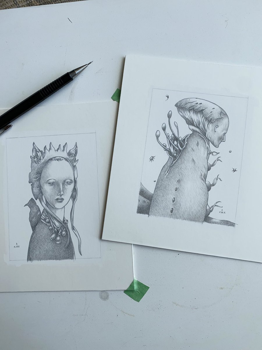 Lost_Machine's tweet image. Working on some small silverpoint pieces this week. #silverpoint #metalpoint #miniatures #fantasycharacters