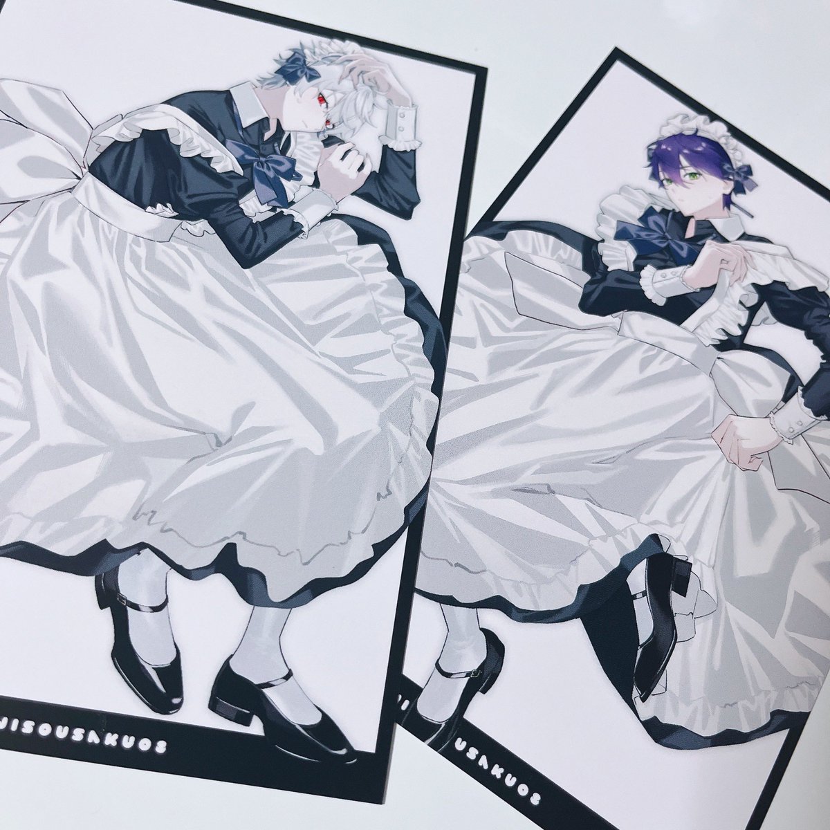 #にじそうさく08 頒布物
③メイドポスカ(女装です)
【ポストカードサイズ/2枚セット/イベント頒布価格200円】

④ちまステッカー
【約6cm*5cm/2枚セット/イベント頒布価格200円】 