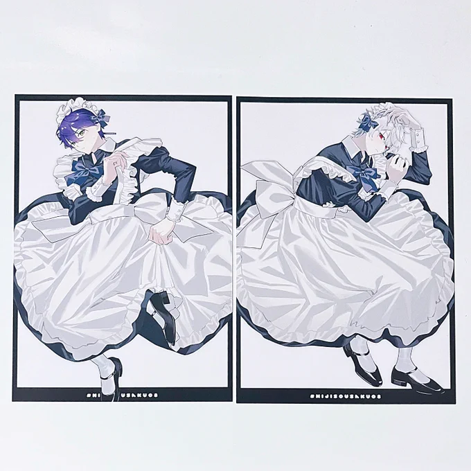 #にじそうさく08 頒布物
③メイドポスカ(女装です)
【ポストカードサイズ/2枚セット/イベント頒布価格200円】

④ちまステッカー
【約6cm*5cm/2枚セット/イベント頒布価格200円】 