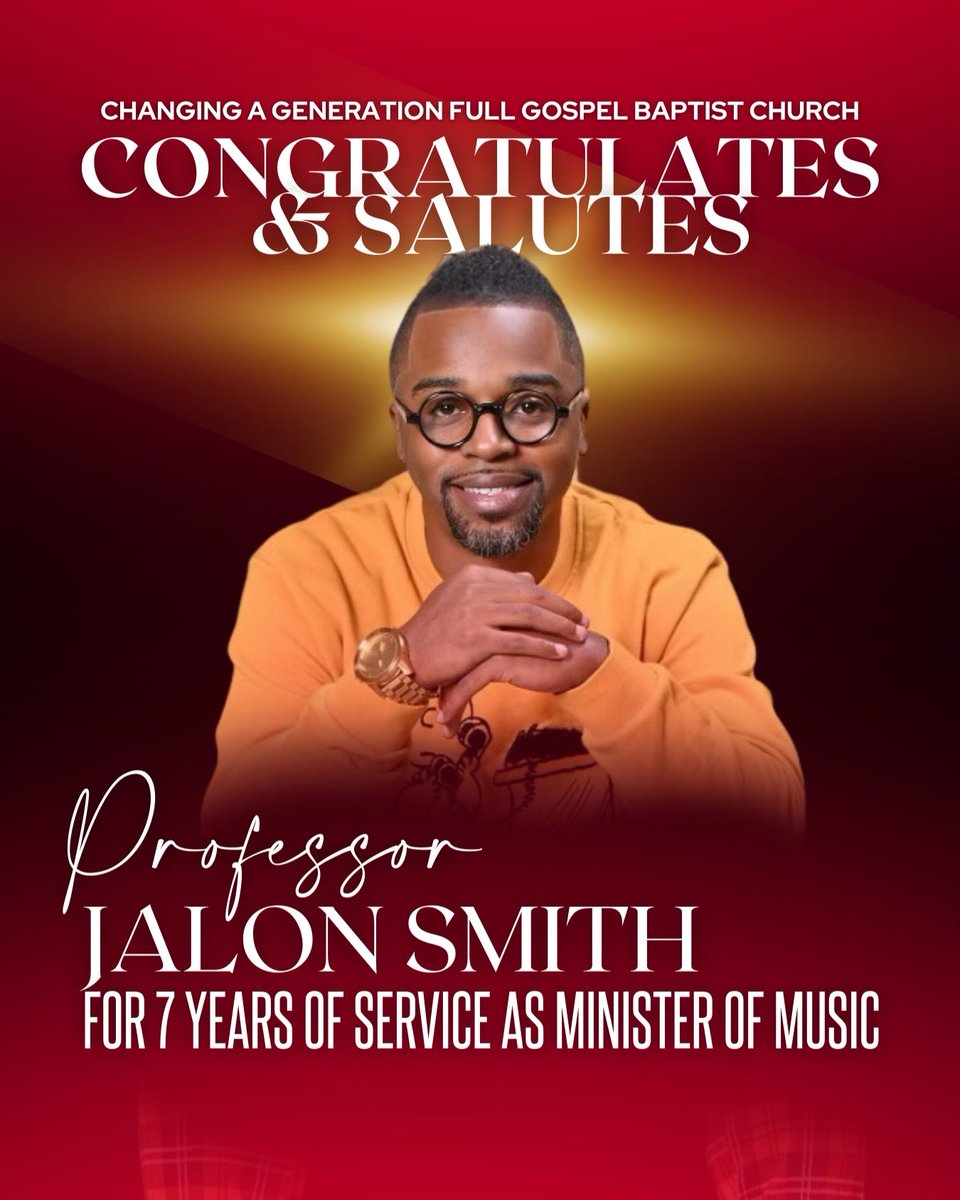 A huge thank you to Minister <a href="/JalonJames/">Jalon Smith</a> for 7 yrs of committed leadership &amp; service as CAG’s Minister of Music! We salute and congratulate him on his new journey of Professorship at Berklee College of Music in Boston.

@itspastorrob @LadyJMRobinson @BishopPMorton <a href="/PastorDBMorton/">Debra B. Morton</a>