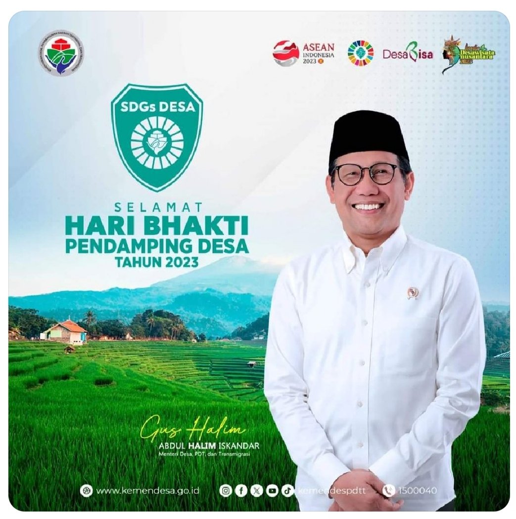 Selamat Hari Bhakti Pendamping Desa Tahun 2023,
#PercayaDesaDesaBisa
#HariPendampingDesa
@jokowi 
@halimiskandarnu
@kemendespdtt
@malik_haramain
@imansyukri
@taufikmadjid71
@yusradaridesa 
@azzameldzikrie
@tppkemendes
@tppi_p3mdbkl 
@feri_sus77bkl 
@kei_wie