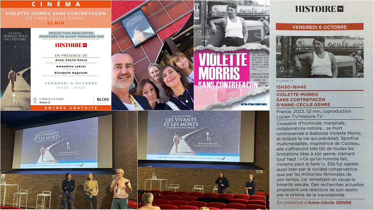 csommet's tweet photo. Avant la primo-diffusion le 22 octobre à 20h50 sur @histoiretv, avant-première du nouveau film d'@ACerneG sur la controversée Violette Morris dans le cadre du cycle #cinéma des @rdvhistoire de #Blois
#viveledoc #engagement #creationoriginale #RVH2023 #histoire https://t.co/tonCrHjgvc