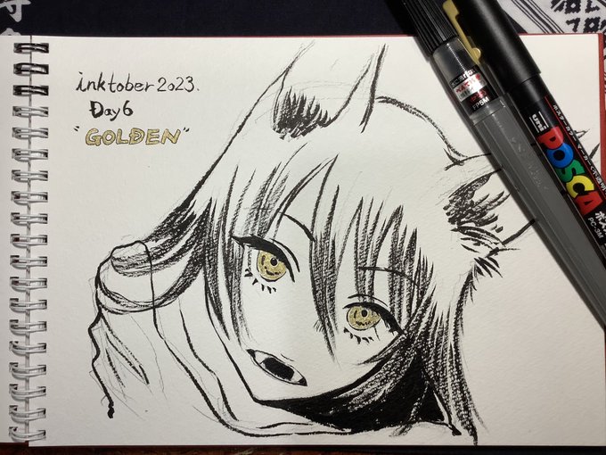 #inktober2023 #inktoberDay 6  "GOLDEN"もういちまい。 