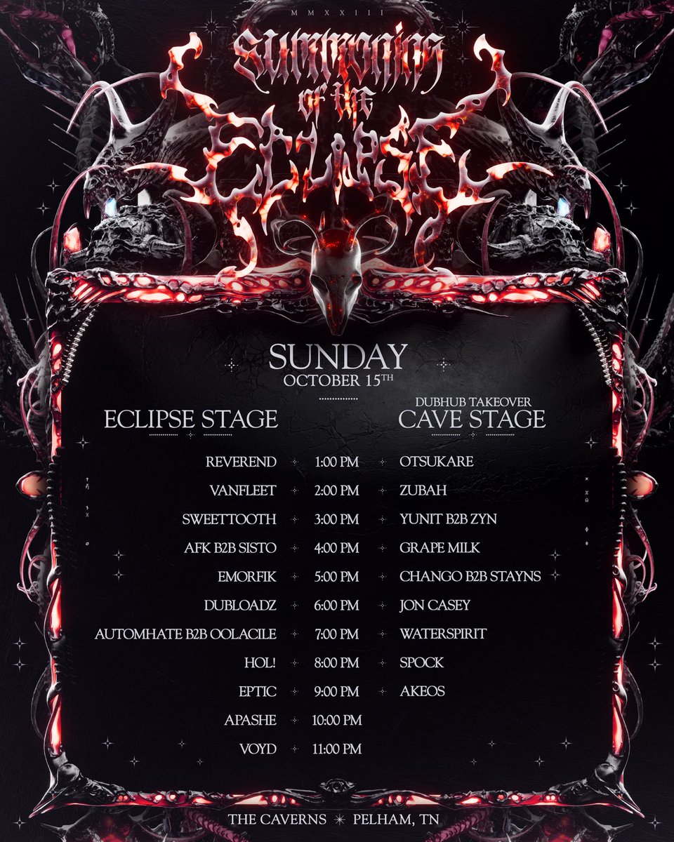 SUMMONING FEST 23 SET TIMES ARE HERE! 🌙 
LET US KNOW YOUR BIGGEST SET CONFLICTS AND WHY YOU HATE US FOR IT ⬇️