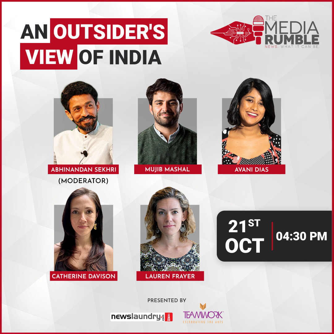 📢#SessionReveal! At the #MediaRumble, @AbhinandanSekhr, @MujMash, @AvaniDias, @cathedavison, and @lfrayer will discuss the challenges of being a foreign correspondent in India. 🗓️ October 21 |📍Delhi Limited seats! Register now: themediarumble.com