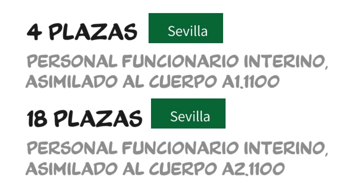 📢 22 puestos de Personal Funcionario Interino (Junta de Andalucía)

4⃣ plazas Cuerpo A1.1100 (Administradores)
1⃣8⃣ plazas Cuerpo A2.1100 (Gestión Administrativa)

Inscripción a través del SAE, hasta el 10 de octubre.
▶️andaluciaorienta.net/plazas-adminis…

Oferta de #EmpleoPúblicoSE