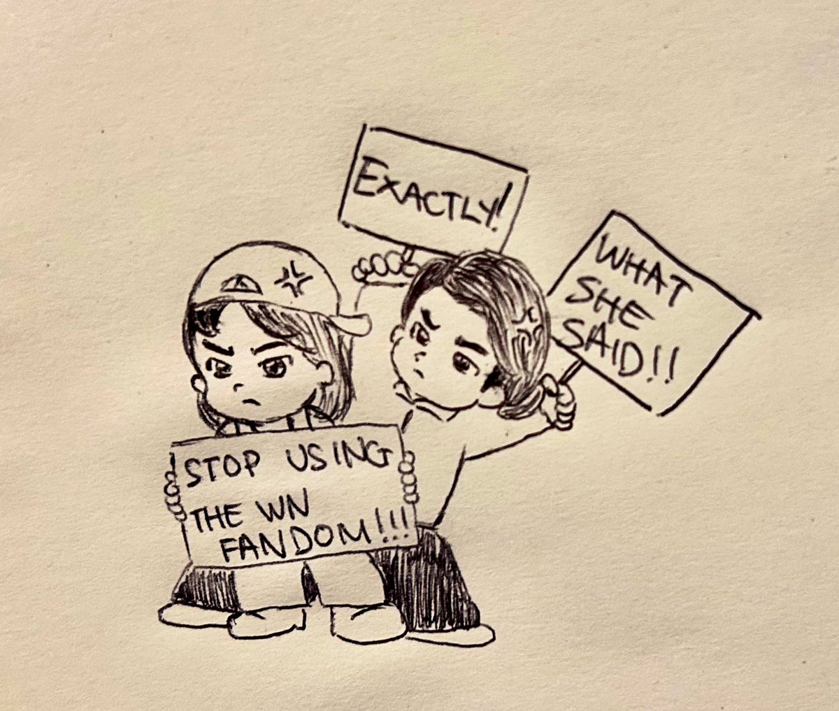 Ava and Bea have something to say 😤

(Sorry for the terrible drawing, y’all. I’m at work and only have a pen and some printing paper 🥲)
 #WarriorNun #WarriorNunSaved #WarriorNunTrilogy #SaveWarriorNun